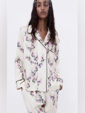 Zara Floral Cream Pajama Set